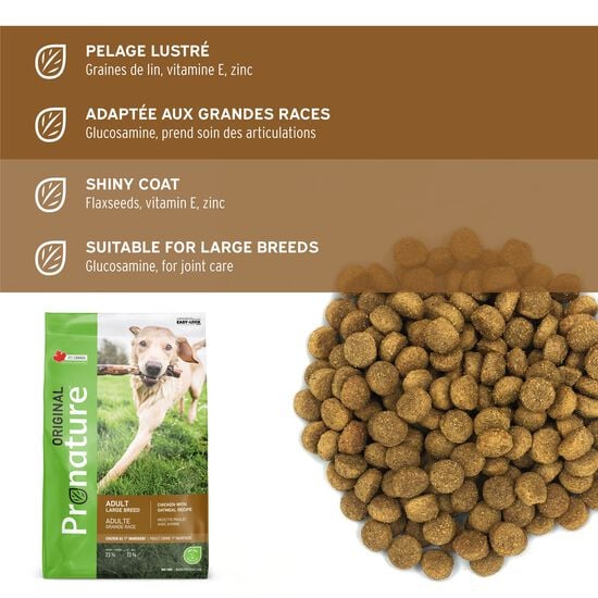 Dry food original chicken and oatmeal formula for adult dogs from large breeds,15kg Image NaN