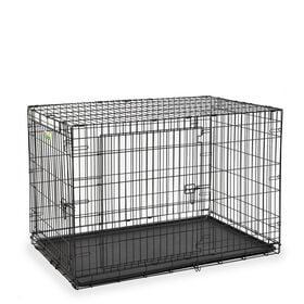 Double door dog crate with divider and pan