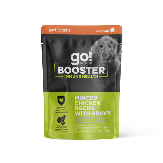 Garniture à la recette au poulet haché avec sauce « Booster Immune Health » pour chiens, 79 g Image NaN