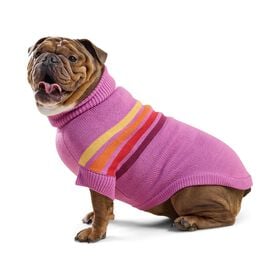 Pull col roul&eacute; sculpt&eacute; bord de mer pour chiens, Vague rose