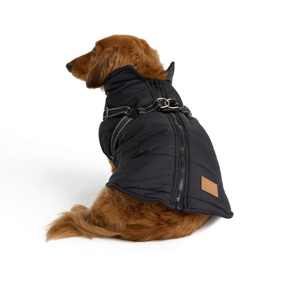 Manteau d&rsquo;hiver style puffer avec harnais ajustable int&eacute;gr&eacute; pour chiens Image NaN
