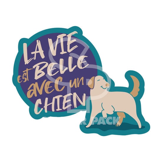Autocollant citations de chien La vie est belle avec un chien Image NaN