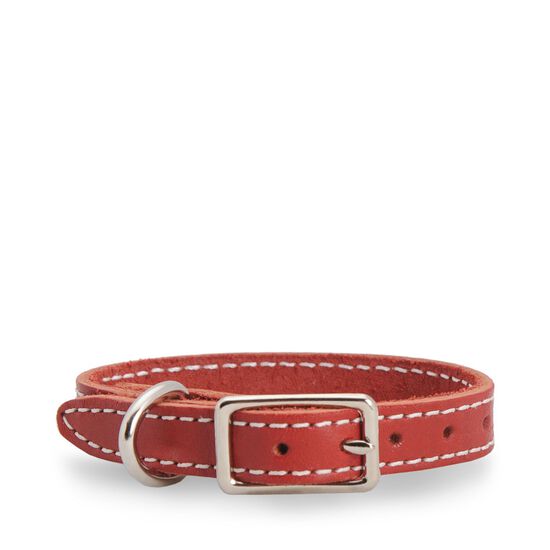 Collier rouge en cuir cousu Image NaN