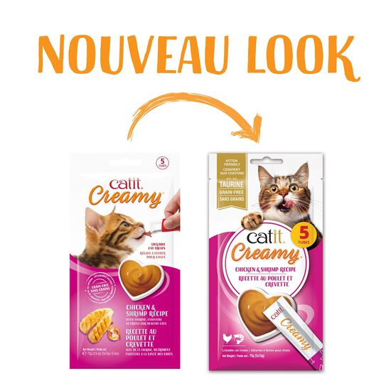 G&acirc;terie Creamy pour chats, poulet et crevette, paquet de 5 Image NaN