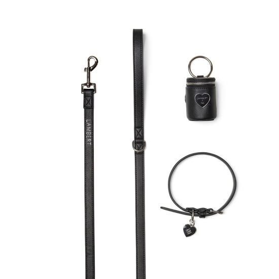 Trio d'accessoires en cuir vegan noir « Le Cleo » pour chiens Image NaN