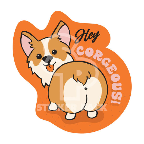 Autocollant citations de chien Hello Corgeous, anglais Image NaN