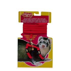 Adjustable harness and lead set for ferrets, red