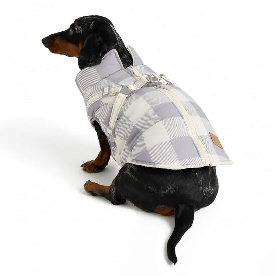 Plaid Winter Coat with Integrated Adjustable Harness for Dogs Image 6.0