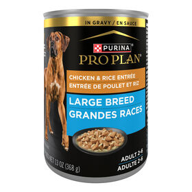 Entrée de poulet et riz en sauce pour chiens adultes de grandes races, 368 g