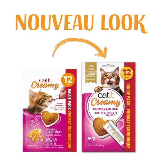 Creamy cat lickable treat, chicken and shrimp, 12-pack Image NaN