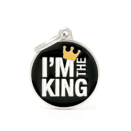 Round Shaped I'm The King Black I.D. Tag, Large Image NaN