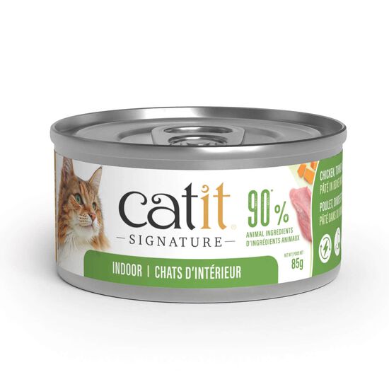 Signature Chicken, Turkey & Duck P&acirc;t&eacute; in Bone Broth for Indoor Adult Cats, 85 g Image NaN
