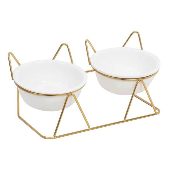 Double gamelle en c&eacute;ramique pour chats Image NaN