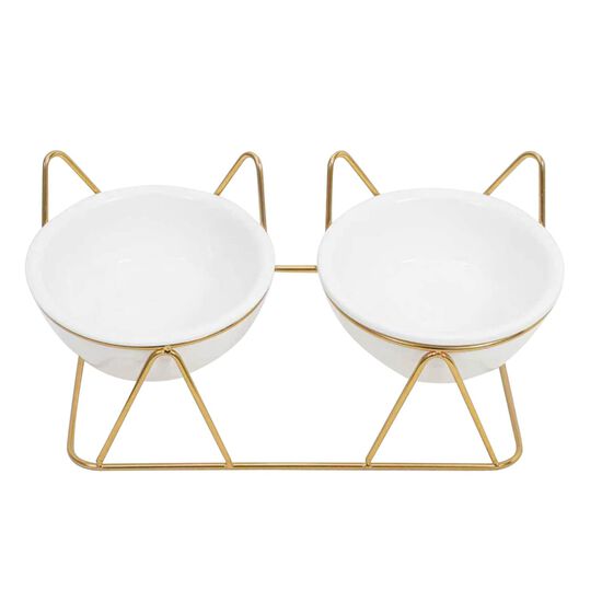 Double gamelle en c&eacute;ramique pour chats Image NaN