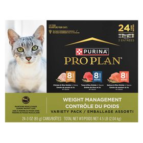 Emballage assorti de nourriture humide sp&eacute;cialis&eacute;e contr&ocirc;le du poids pour chats, 85 g x 24