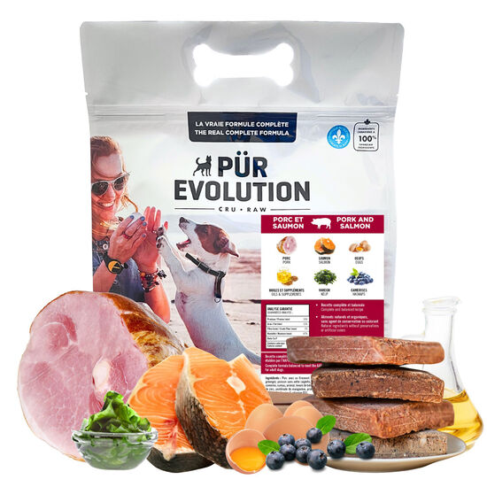 Nourriture à base de viande crue recette porc et saumon pour chiens Image NaN