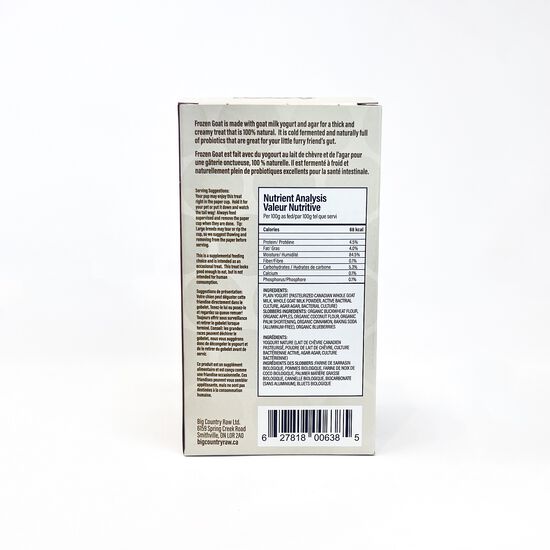 Yogourt glacé au lait de chèvre « Frozen Goat » au biscuits et crème pour chiens Image NaN