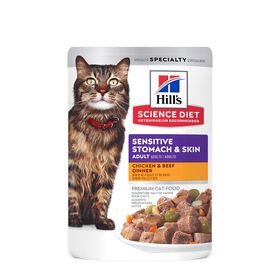 Nourriture humide « Sensitive Stomach & Skin » au poulet et boeuf pour chats adultes, 79 g