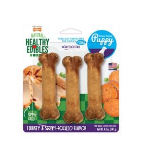 Sweet Potato & Turkey Puppy Chew Bones, 3-pack