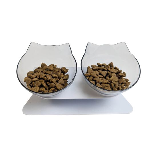 Clear Inclined Double Bowl for Cats Image NaN