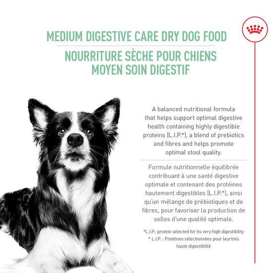 Nourriture formule nutrition soin digestif pour chiens de taille moyenne Image NaN