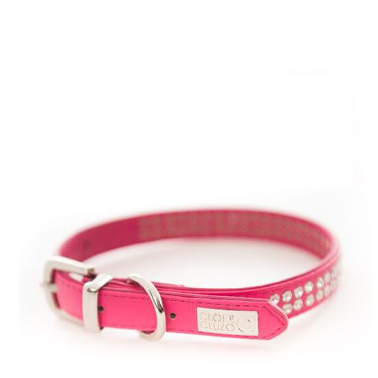 Pink leatherette collar with rhinestones Image NaN