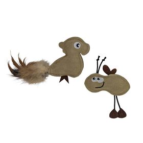 Leather Bee and Parrot Toy Duo for Cats