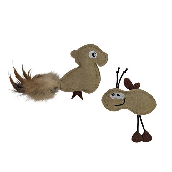 Leather Bee and Parrot Toy Duo for Cats Image 1.0