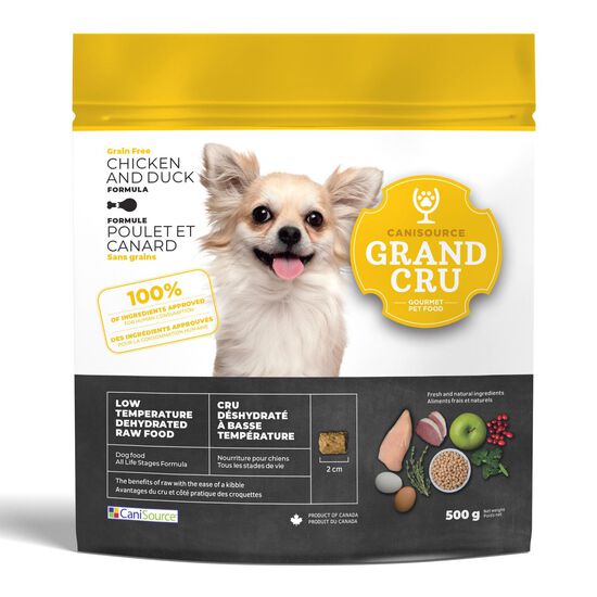 Nourriture crue déshydratée Grand Cru poulet et canard sans grains pour chiens, 500 g Image NaN