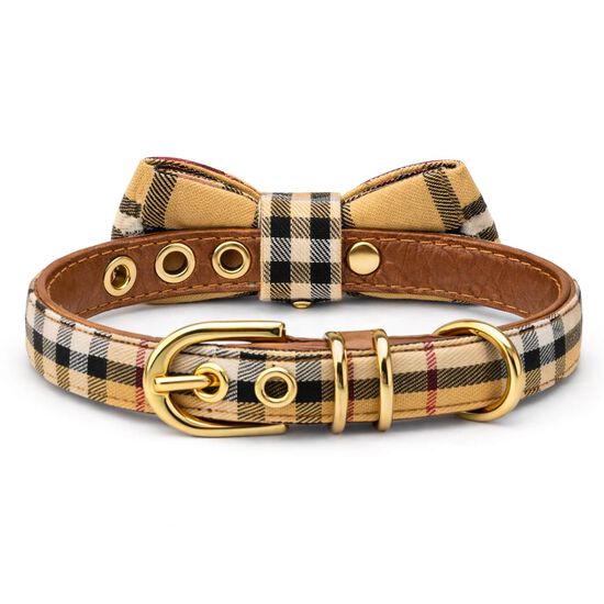 Collier beige avec n&oelig;ud papillon et boucle pour chiens Image NaN