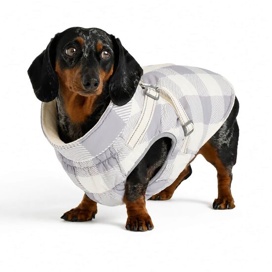 Manteau d'hiver &agrave; carreaux avec harnais ajustable int&eacute;gr&eacute; pour chiens Image NaN