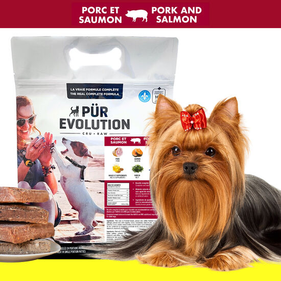 Nourriture à base de viande crue recette porc et saumon pour chiens Image NaN