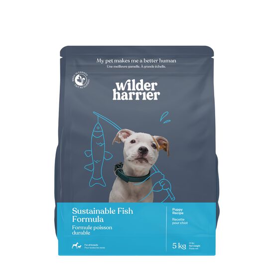 Dry puppy food, sustainable fish recipe Image NaN