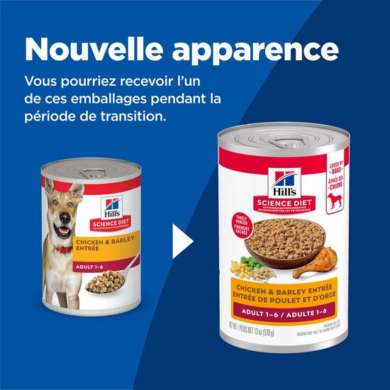 Entr&eacute;e de poulet et orge pour chiens adultes 1-6, 370 g Image NaN