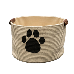 Rope Style Cotton Basket with Paw Print