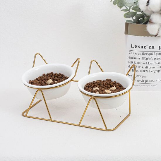 Double gamelle en c&eacute;ramique pour chats Image NaN