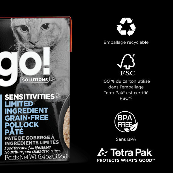 Pâté « Sensitivities » de goberge à ingrédients limités sans grains pour chats, 182 g Image NaN