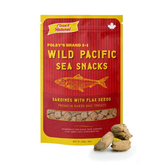 Sardines with Flax Seeds Wild Pacific Sea Snacks Treats for Dogs, 225 g Image NaN