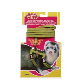 Adjustable harness and lead set for ferrets, green