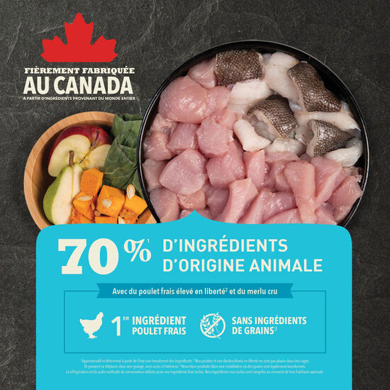 Nourriture sèche recette au poulet frais élevé en liberté et merlu cru pour chiot de petite race, 6 kg Image NaN