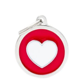 Médaille cercle rouge et coeur blanc