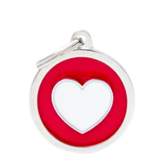 Médaille cercle rouge et coeur blanc Image NaN