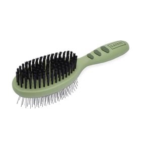 Wire pin and bristle combo brush for dogs