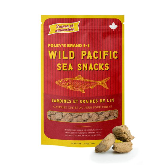 Sardines with Flax Seeds Wild Pacific Sea Snacks Treats for Dogs, 225 g Image NaN