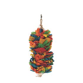 Enrichment parrot toy, corn silk cascade