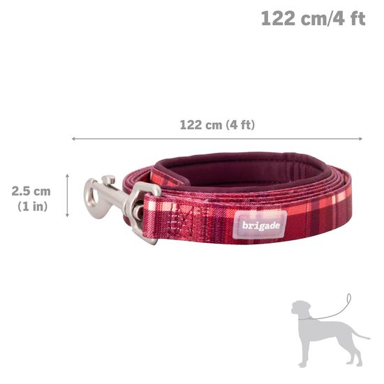 Laisse neoprene pour chiens, Carreaux bourgognes Image 2.0