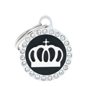 Médaille en forme de cercle avec couronne glam, noir