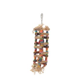 Enrichment parrot toy, bamboo tower