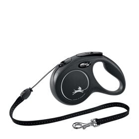 Black "Classic" cord retractable leash, 5m