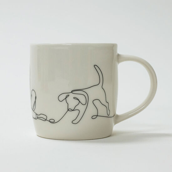 Tasse en porcelaine à motif linéaire, chien Image NaN